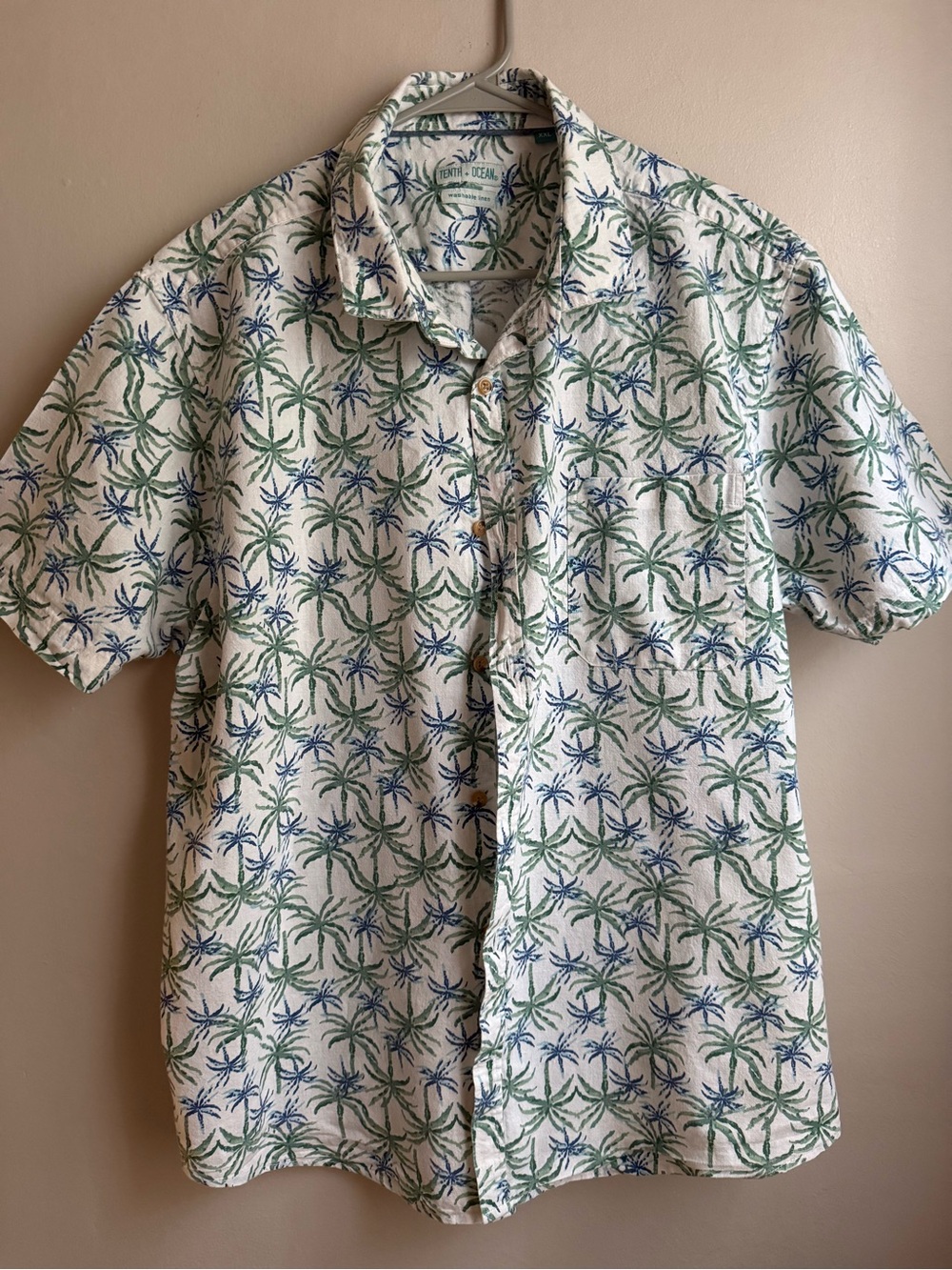 Tenth & Ocean Palm Print Linen Blend Button Up Shirt XXL (fits like XL)